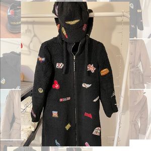 Women Teddy Jacket with Stickers & Detachable Cap